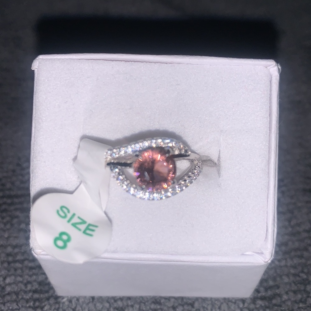 Bomb Party Lab Created Light Rubellite .925 Solid Sterling Silver Ring